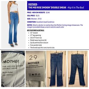Mother Women's Mid Rise Smokin' Double Sneak Jeans - Nip It In The Bud